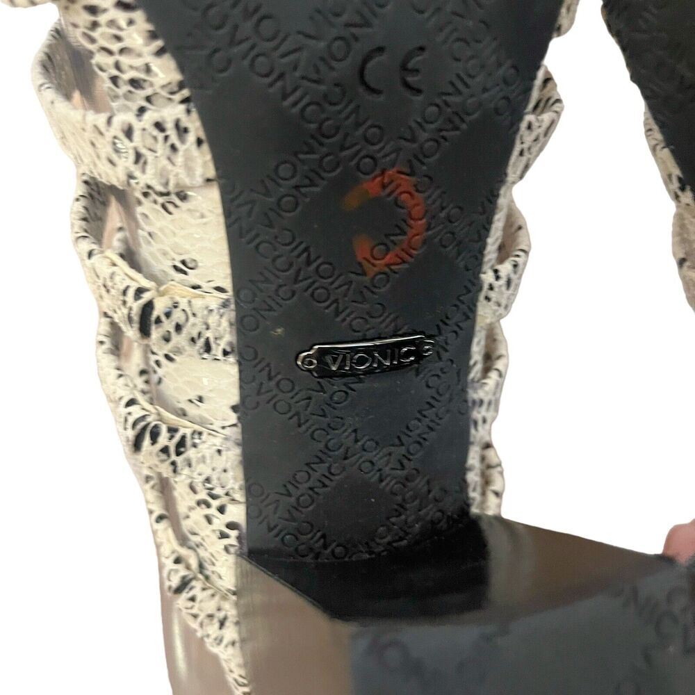 Vionic Sami Snake Print Sandals Block Heel Open Toe Ankle Strap Leather - Picture 8 of 10